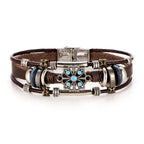 BOHO Tibet Stone Feather Multilayer Leather Bracelet Eye Fish Charms Beads Bracelets For Men Vintage Punk Wrap Wristband Cool Jewelry - SJB-DIAMOND ELITES