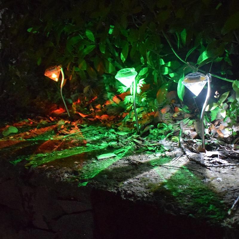 4 Solar Garden Diamond LED Lamps In White Warm White And Multicolor Stainless Steel Lamps For Garden Pathway Yard - SJB-DIAMOND ELITES
