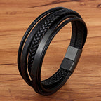 Classic Genuine Leather Bracelet For Men Hand Charm Jewelry Multilayer Magnet Handmade Gift For Cool Boys - SJB-DIAMOND ELITES