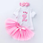 2 Year Girl Baby Birthday Dress For Birthday Girl Party - 3 Piece Infant Clothing Luxury Set For Birthdays For Girls