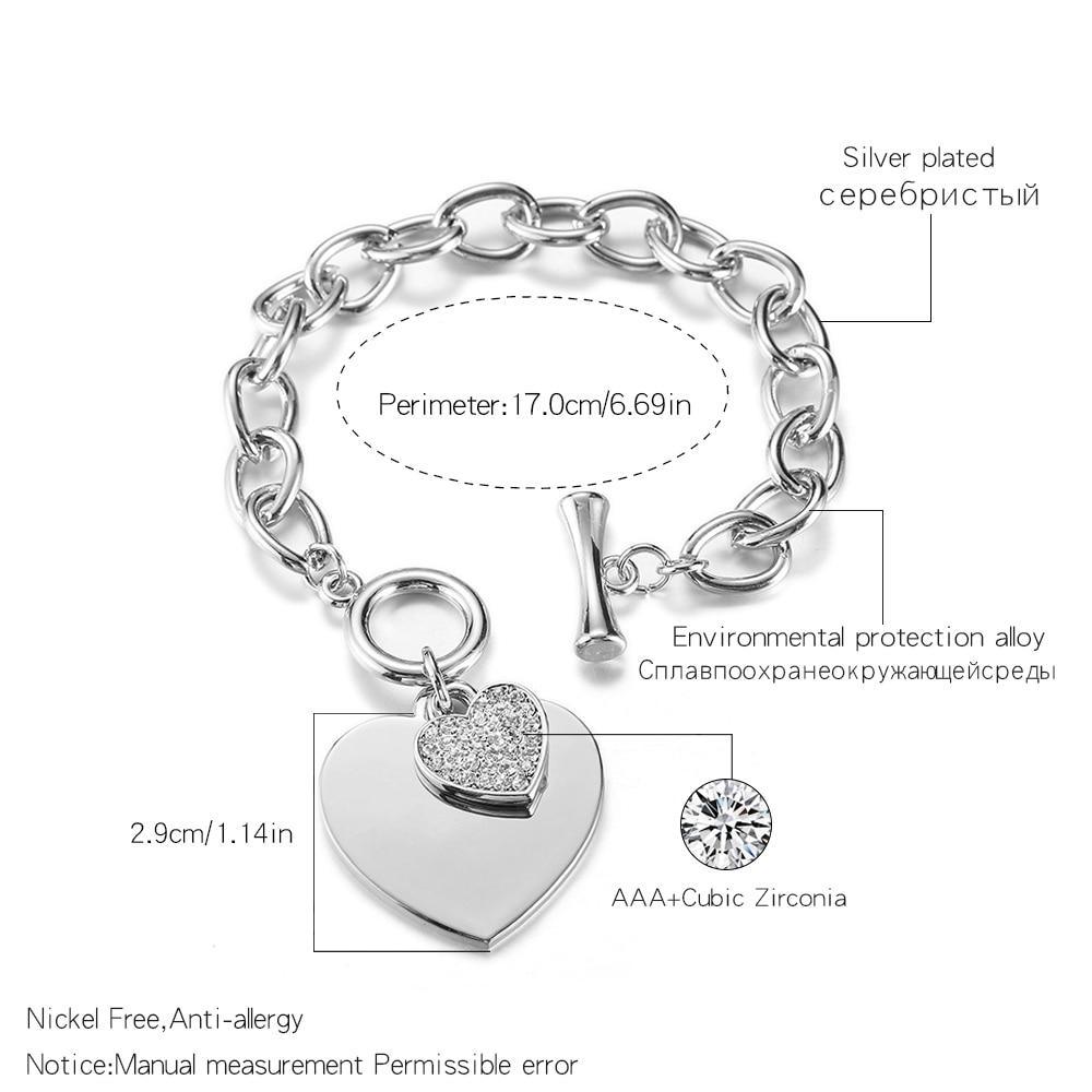 Gold Love Heart Charm Bracelets For Women Accessories Silver Color Link Chain Bracelets & Bangles Trendy Jewelry Design - SJB-DIAMOND ELITES