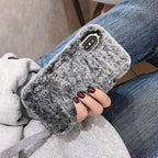 Cute Stuffed Plush Fluffy Case For iPhone 13 12 11 Pro XS Max X XR 12Mini Rabbit Ears Furry fluffy Fur Plush Warm Cover for iPhone 6 6S 7 8 Plus Phone Case Stevvex