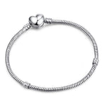 Luxury Modern High Quality Authentic Silver Color Snake Chain Fine Bracelet Fit European Charm Bracelet for Women With Heart and Star - SJB-DIAMOND ELITES