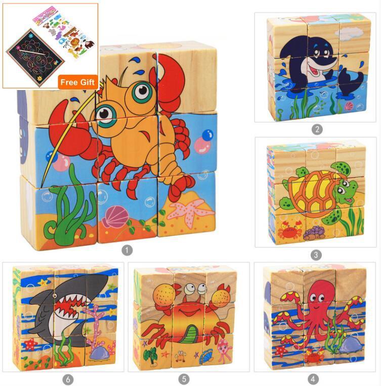 1Set Nine Blocks Six-sided 3D Wooden Cube Puzzle Toys  For Children Kids Educational Toys Funny Games - SJB-DIAMOND ELITES
