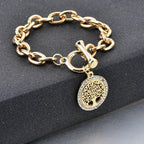 Modern New Fashion Elegant Chain Medalon Bracelet Amazing Luxury Classic Bracelet Women's Gold Bracelets Vintage Tree Of Life - SJB-DIAMOND ELITES