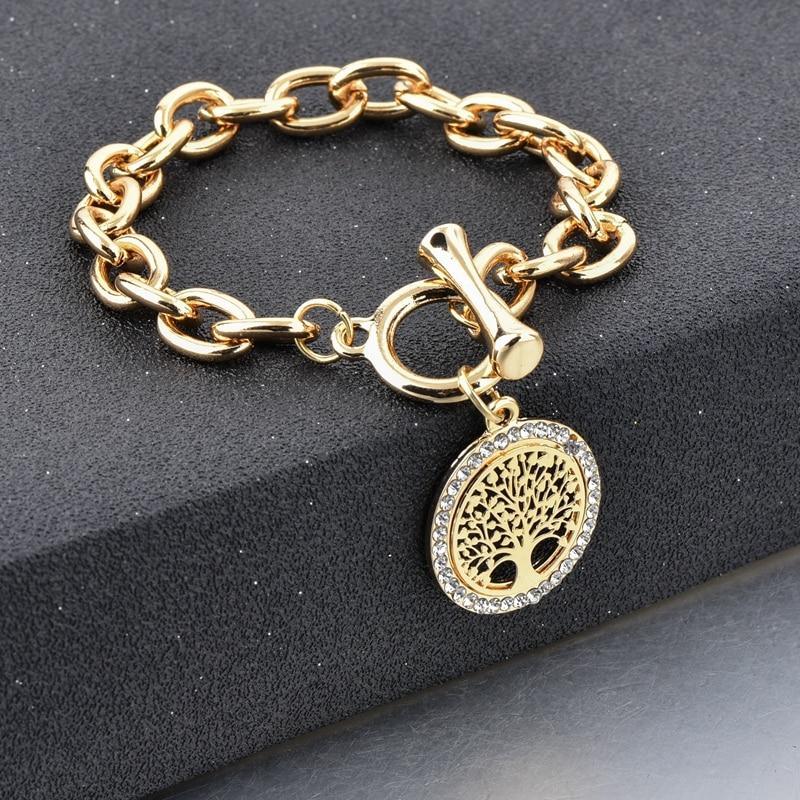 Modern New Fashion Elegant Chain Medalon Bracelet Amazing Luxury Classic Bracelet Women's Gold Bracelets Vintage Tree Of Life - SJB-DIAMOND ELITES