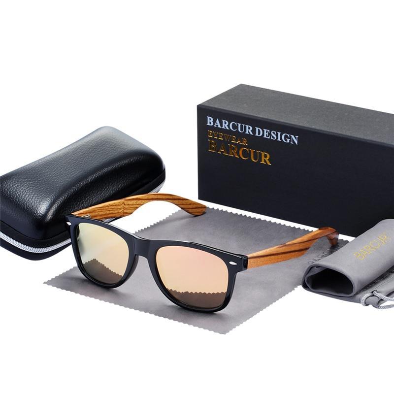 Luxury Natural Zebra Wood Sunglasses PolarizedWood Rectangle Mirror Lens Driving For Women and Men With UV400 Protection - SJB-DIAMOND ELITES