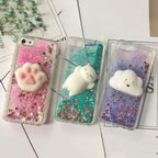 3D  Cat Case For Iphone 5s Se 7 7 Plus Case Liquid Quicksand Glitter Silicone Case For Iphone 8 8 Plus X 6 6s Cover  Rubber Silicone Phone Case Stevvex