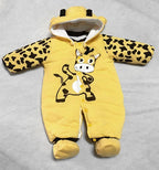 Warm Autumn Winter Baby Girls Boys Rompers Cartoon Cute Thick Warm Hooded Jumpsuits For Babies In Modern Design