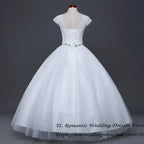 Plus size Vestidos De Novia Real Photo Red pure White Lace O-neck Sequins Wedding Dresses Cheap Princess Bride Gowns Frock HS587