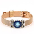 Two-tone Stainless Steel  Bracelets For Women Men Golden Love Heart Beaded  Ribbon  Bracelet & Bangle Gifts - SJB-DIAMOND ELITES
