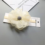 Luxury Modern Pearl Handmade Baby Girls Bowknot Crown Headband Lace Elastic Hair Band Bow For Girls Baby
