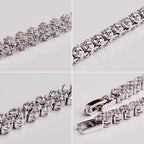 Women Silver Color Rose Gold Bracelet for Female Crystal Heart Charm Bracelet For Women Bridal Wedding Fine Luxury Jewelry Gift
