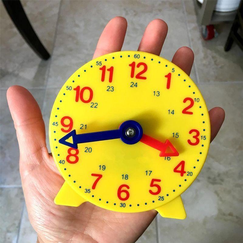 Montessori Student Learning Clock Time Teacher Gear Clock 4 Inch 12/24 Hour Plastic Mini Geared Clock, Learning Clock Classroom Kit, Clock for Kids Learning to Tell Time, Yellow Practice Clock for Kids, Teaching Clock, School Supplies - SJB-DIAMOND ELITES