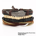 BOHO Tibet Stone Feather Multilayer Leather Bracelet Eye Fish Charms Beads Bracelets For Men Vintage Punk Wrap Wristband Cool Jewelry - SJB-DIAMOND ELITES