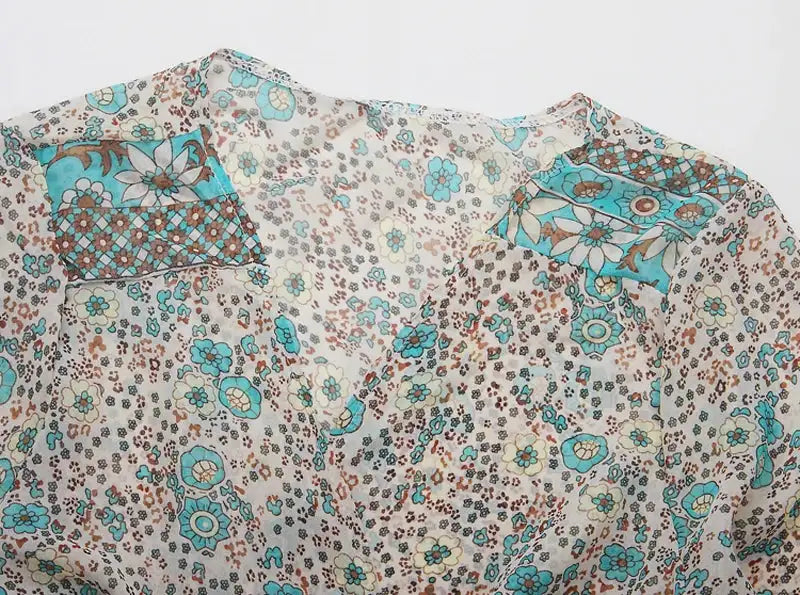 TEELYNN boho long dress Vintage 2023 floral print Chiffon three quarter sleeve v-neck summer Gypsy Hippie women dresses vestidos