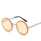 Famous Luxury Round Retro Rimless Elegant Woman and Lady Sunglasses Style With Zircons and Diamonds and UV400 Protection - SJB-DIAMOND ELITES