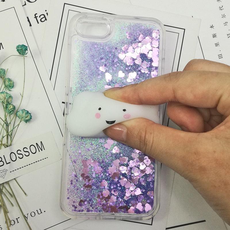 3D  Cat Case For Iphone 5s Se 7 7 Plus Case Liquid Quicksand Glitter Silicone Case For Iphone 8 8 Plus X 6 6s Cover  Rubber Silicone Phone Case Stevvex