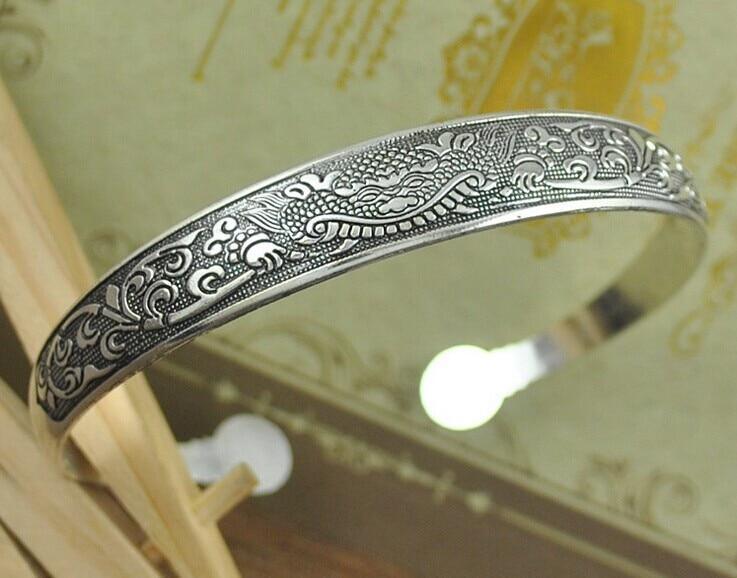 Big Elegant Luxury Amazing Classic Fashion Flower Metal Tibetan Indian Silver Vintage Retro Fashion Cuff Bracelet Bangle For Woman With Details of Animals - SJB-DIAMOND ELITES