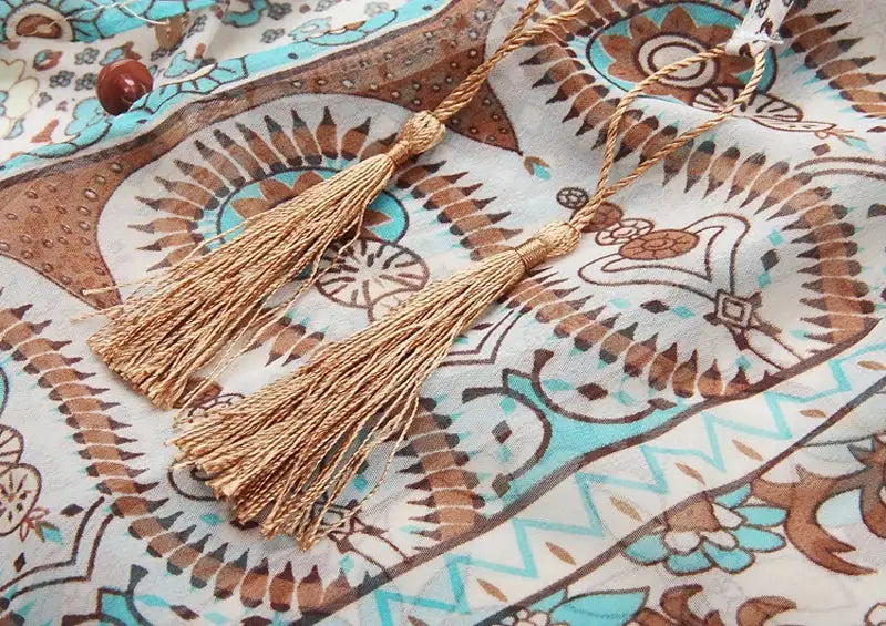 TEELYNN boho long dress Vintage 2023 floral print Chiffon three quarter sleeve v-neck summer Gypsy Hippie women dresses vestidos