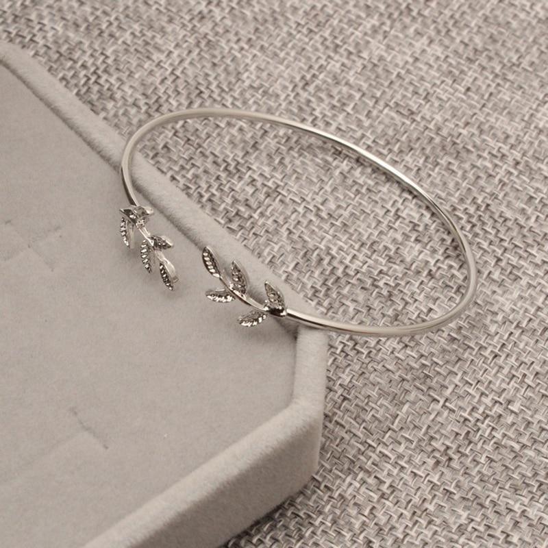 Elegant Silver Gold Leaf Fashion Simple Gold Silver Plated Cuff Bracelets For WomenIn Modern Jewelry style - SJB-DIAMOND ELITES