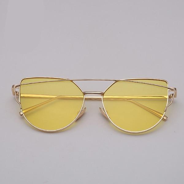 NEW  Stevvex Designer Cat eye Sunglasses For Women and Ladies in Vintage Metal Reflective Glasse Mirror Retro Oculos De Sol Gafas Style With UV 400 Protection - SJB-DIAMOND ELITES