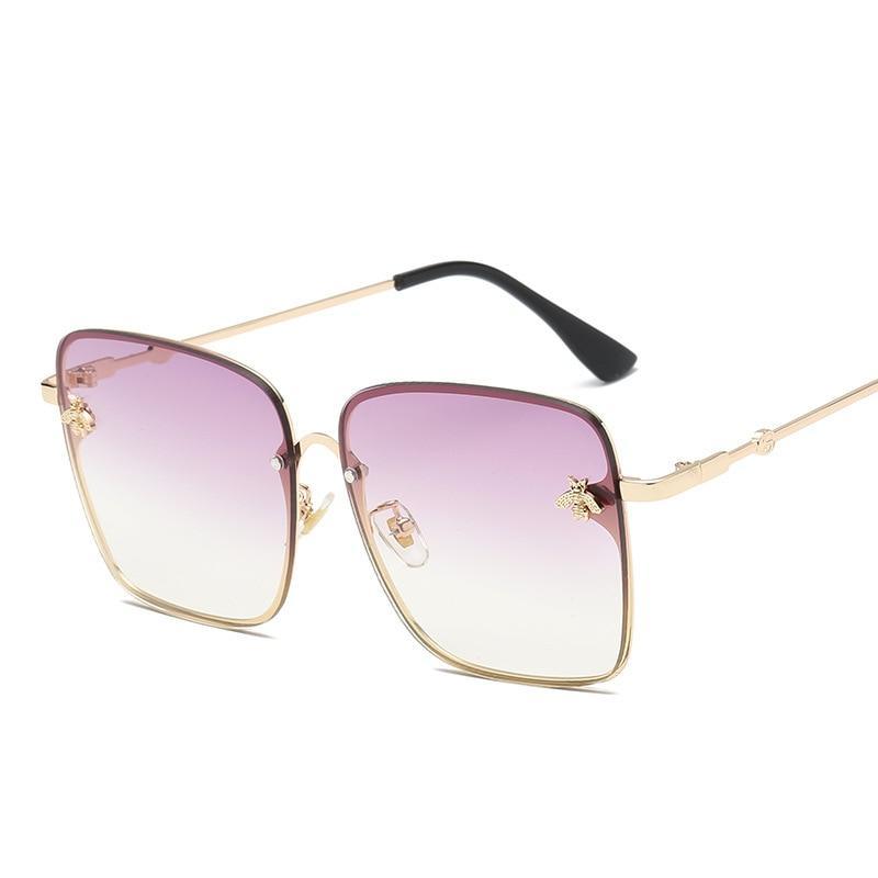 Luxury Square  Modern  WIth  Metal Luxury Bee Sunglasses For  Women and Ladies With  Retro Brand designer Metal Frame Oversized Style And Grandient Glasses - SJB-DIAMOND ELITES