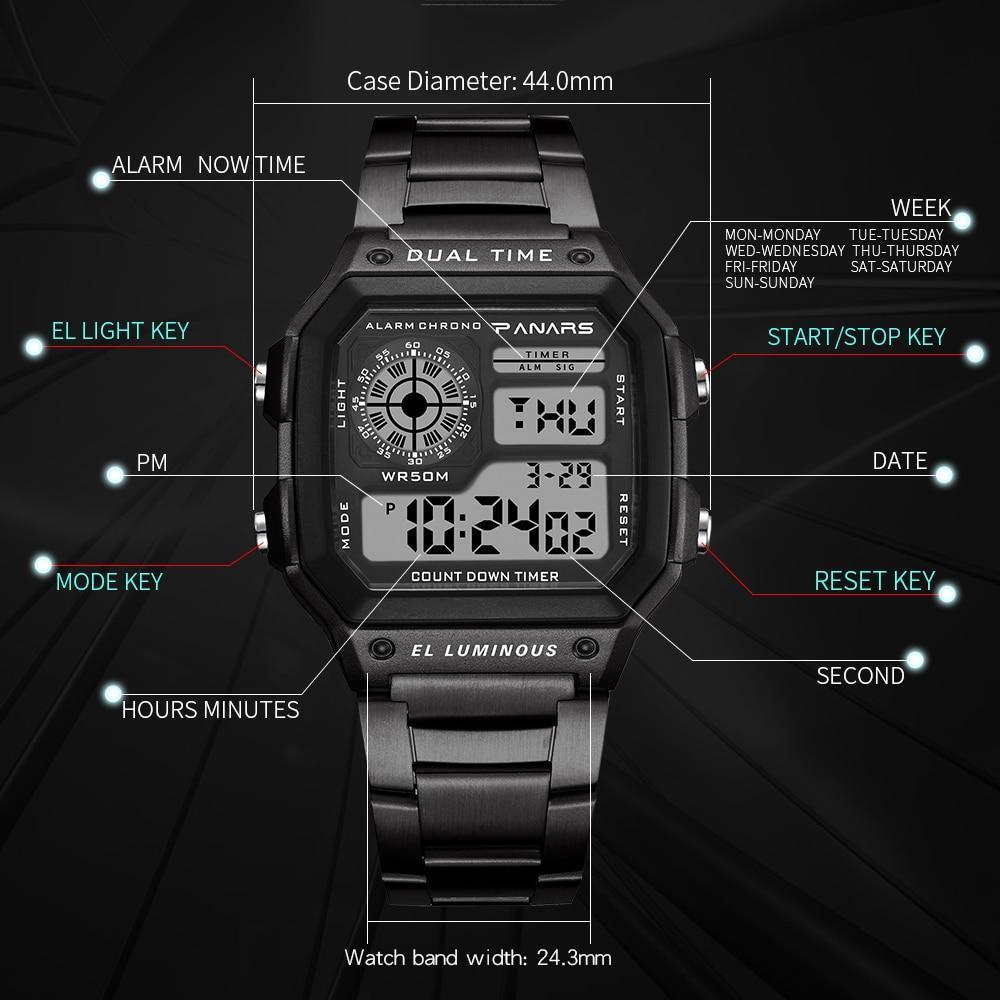 Luxury Famous Sports Business Square Retro Watch Waterproof 50M WIth Count Down Timer Digital Stopwatch Clock For Men and Woman Unisex Watch - SJB-DIAMOND ELITES