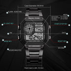 Luxury Famous Sports Business Square Retro Watch Waterproof 50M WIth Count Down Timer Digital Stopwatch Clock For Men and Woman Unisex Watch - SJB-DIAMOND ELITES