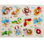 Kid Early Educational Table With Shapes of Vegetables and Animals Baby Hand Grasp Wooden Puzzle Toy Alphabet And Digit Learning Education Child Wood Toy - SJB-DIAMOND ELITES