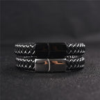 Handmade Luxury Modern Leather Black Blue Braided Leather Bracelet for Men Stainless Steel Design - SJB-DIAMOND ELITES