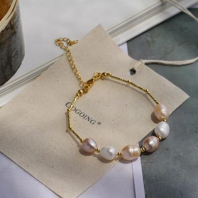 New Handmade Imitation Pearls Gold Metal Link Chain Bracelets for Women Girl Summer Party Luxury Jewelry Gift - SJB-DIAMOND ELITES
