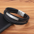 Classic Genuine Leather Bracelet For Men Hand Charm Jewelry Multilayer Magnet Handmade Gift For Cool Boys - SJB-DIAMOND ELITES