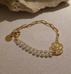 New Handmade Imitation Pearls Gold Metal Link Chain Bracelets for Women Girl Summer Party Luxury Jewelry Gift - SJB-DIAMOND ELITES