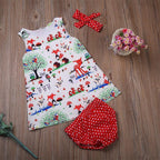 Summer Baby Girl Clothes Toddler Floral Headband Cartoon Dress Dot Shorts Outfits Clothes set 0-24M For Baby Girls  With Bow