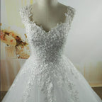 Pearl Ball Gown Wedding Dress - Spaghetti Straps Customizable | Femstylo