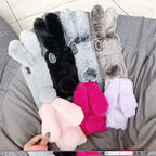 Cute Stuffed Plush Fluffy Case For iPhone 13 12 11 Pro XS Max X XR 12Mini Rabbit Ears Furry fluffy Fur Plush Warm Cover for iPhone 6 6S 7 8 Plus Phone Case Stevvex