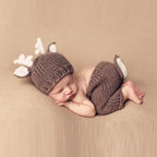 Modern Baby Cap Deer Design Handmade Crochet Deer Costume Set Knitted Hats And Toy For Girls and Boys Kids