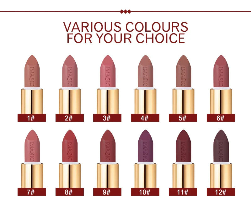 IMAGIC Lipstick Moisturizer Lips Smooth Lip Stick Long Lasting Charming Lip Lipstick Cosmetic Beauty Makeup 12 Colors Lootquake LLC