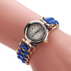 Women Handmade Bracelet Watches Rope Beads Knitting Adjustable Wristwatches Gift For Women and Lady and Girls
