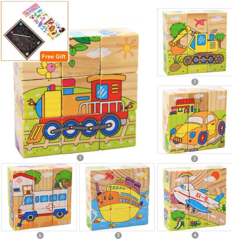 1Set Nine Blocks Six-sided 3D Wooden Cube Puzzle Toys  For Children Kids Educational Toys Funny Games - SJB-DIAMOND ELITES