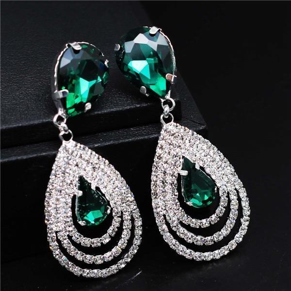 Luxury Woman Elegant Wedding Bridal Jewelry Sets For Women Rhinestone Austrian Crystal Jewelry Set Bracelet Earrings Set - SJB-DIAMOND ELITES