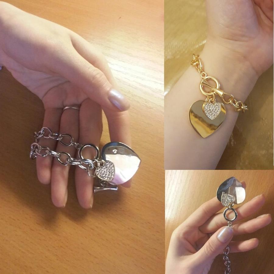 Gold Love Heart Charm Bracelets For Women Accessories Silver Color Link Chain Bracelets & Bangles Trendy Jewelry Design - SJB-DIAMOND ELITES