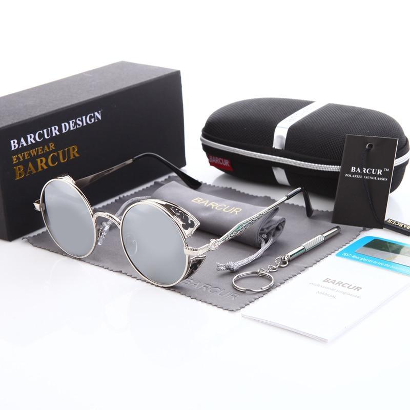 New Steampunk Sunglasses Round Glasses Brand Designer Gothic Glasses Polarized Eyewear For Women and Men With UV400 Protection - SJB-DIAMOND ELITES