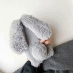 Cute Stuffed Plush Fluffy Case For iPhone 13 12 11 Pro XS Max X XR 12Mini Rabbit Ears Furry fluffy Fur Plush Warm Cover for iPhone 6 6S 7 8 Plus Phone Case Stevvex