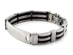 Men Stainless Steel Link Chain Bracelets & Bangles Men's Cuff  Wristband Biker Motorcycle Black Silicone Bracelet - SJB-DIAMOND ELITES