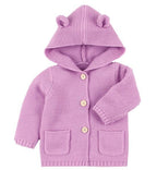 Winter Hooded Knitted Long Sleeve  Sweaters For Newborn Babies