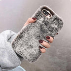 Cute Stuffed Plush Fluffy Case For iPhone 13 12 11 Pro XS Max X XR 12Mini Rabbit Ears Furry fluffy Fur Plush Warm Cover for iPhone 6 6S 7 8 Plus Phone Case Stevvex