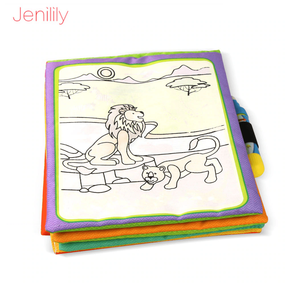 Modern Coloring Magic Water Drawing Book With Pen For Kids and Baby Educational Toy Animals Painting Writing Doodle Cloth Book Kids Drawing Board - SJB-DIAMOND ELITES