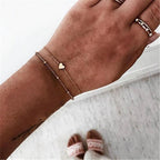 Bohemian Black Beads Chain Bracelets Bangles For Women Fashion Heart Compass Gold Color  Bracelets Sets Luxury Jewelry Gifts - SJB-DIAMOND ELITES